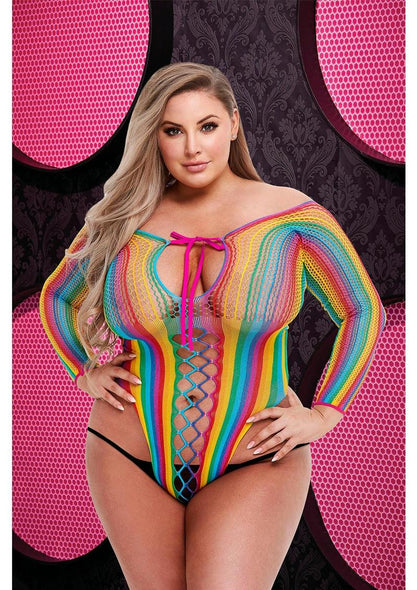 Lace-Up Rainbow Teddy - Rainbow - One Size