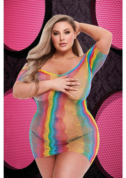 Rainbow Jacquard Mini Dress - Rainbow - One Size