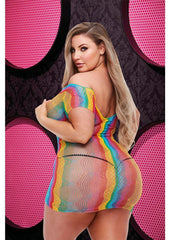 Rainbow Jacquard Mini Dress - Rainbow - Queen