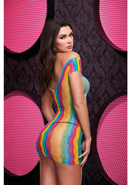 Rainbow Jacquard Mini Dress - Rainbow - One Size